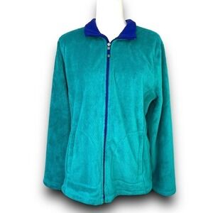 Talbots Womens Green Fleece Full Zip Jacket Large